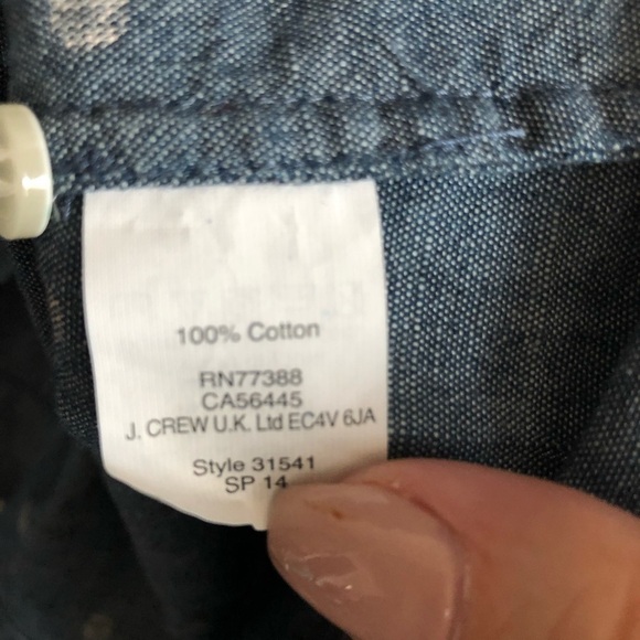 J.Crew Factory Chambray Polka Dot Button Down Top - Picture 6 of 8